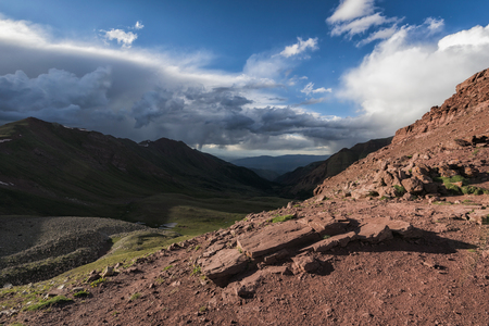 Panoramic view of idyllic summer landscape in the Rocky Mountainsの写真素材