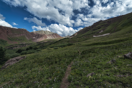 Panoramic view of idyllic summer landscape in the Rocky Mountainsの写真素材