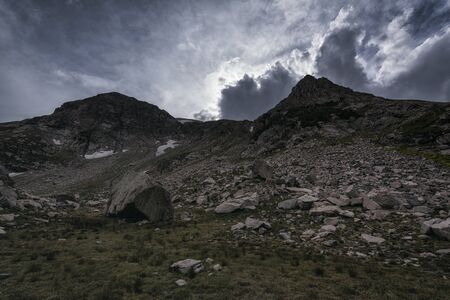 Panoramic view of idyllic fall landscape in the Rawah Wilderness, Colorado, USAの写真素材