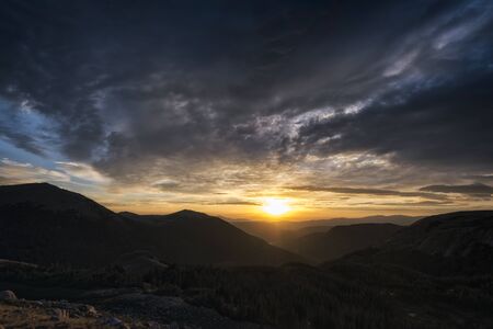 Panoramic view of idyllic fall landscape in the Rawah Wilderness, Colorado, USAの写真素材