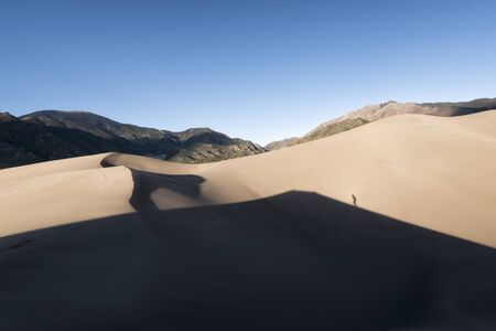 Panoramic view of desert landscape in Great Sand Dunes National Park, Colorado, USAの写真素材