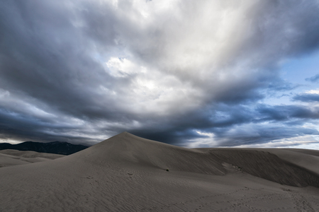 Panoramic view of desert landscape in Great Sand Dunes National Park, Colorado, USAの写真素材