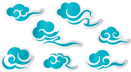 Chinese or Japnese style cloud label design setのイラスト素材