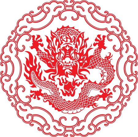 Chinese year of Dragon made by traditional chinese paper cut artsのイラスト素材
