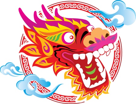 Color Chinese Dragon Head art designのイラスト素材