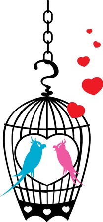 Lovely bird cage - parrotのイラスト素材