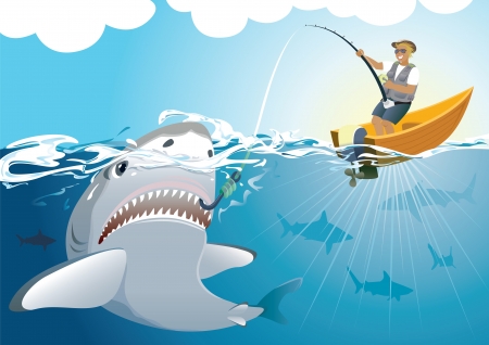 Shark catchingのイラスト素材