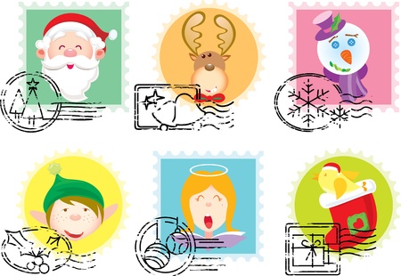 Christmas Stamps collection illustration setのイラスト素材