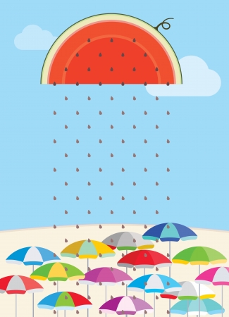 Fresh watermelon seeds cool the hot summer down concept illustrationのイラスト素材