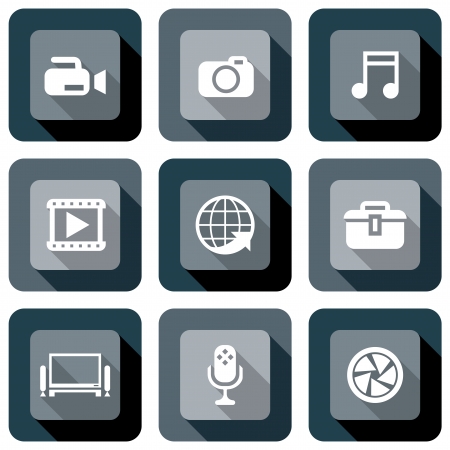 Multimedia icon design set in black and whiteのイラスト素材
