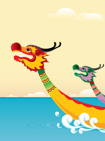 Dragon boat competition is one traditional ceremonies for Tuen Ng Festivalのイラスト素材