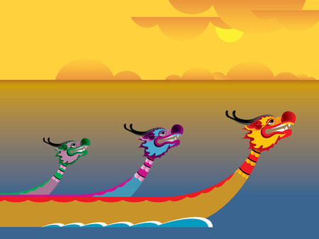 Dragon boat competition is one traditional ceremonies for Tuen Ng Festivalのイラスト素材