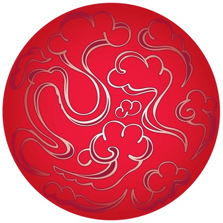 Contemporary cloud illustration in redのイラスト素材