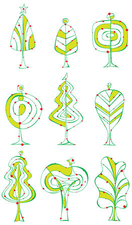 Christmas tree with red dot illustration setのイラスト素材