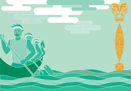 Dragon boat racing illustration background, Chinese headline means Dragon boat festivalのイラスト素材