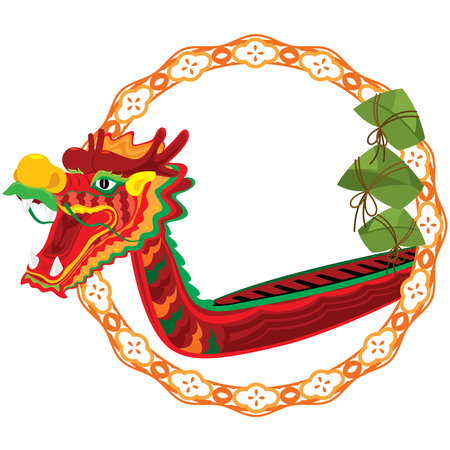 Chinese Dragon boat and zong zi art designのイラスト素材