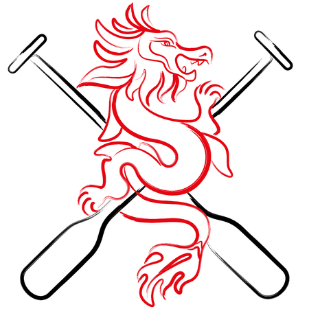 Brush painting Dragon boat icon design illustrationのイラスト素材
