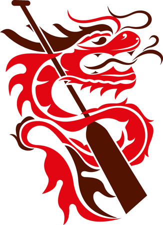 Boat paddle and dragon   illustrationのイラスト素材