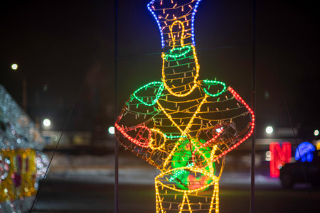 Illuminated Christmas tree in Moscow.の写真素材