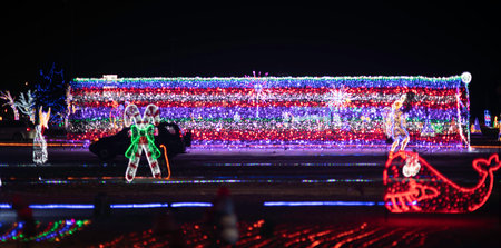 Colorful light show in the streets of Bangkok.の写真素材