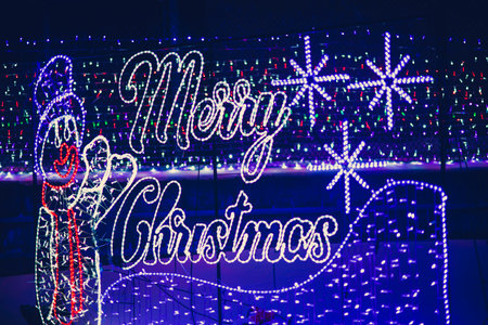 Merry Christmas and Happy New Year greeting card. Xmas background.の写真素材