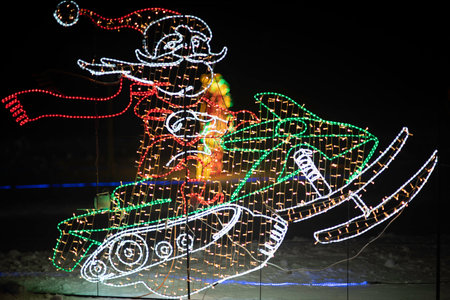 Christmas light show in Moscow.の写真素材