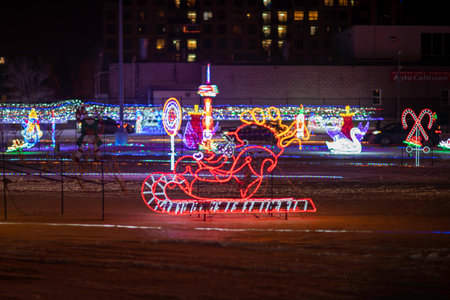 Unidentified people on the Christmas fair in Moscow.の写真素材