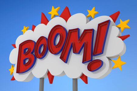 BOOM! Comic Book Sound Effect Neon Signの写真素材
