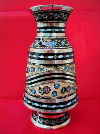 Turkish,orieantal vase isolated on red backgroundの写真素材