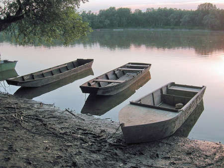 Boats on the riverの写真素材