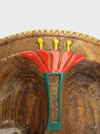 Decorative wooden bowl,ORNAMENT SCULPTURE IN PAINTED WOOD,detailの写真素材