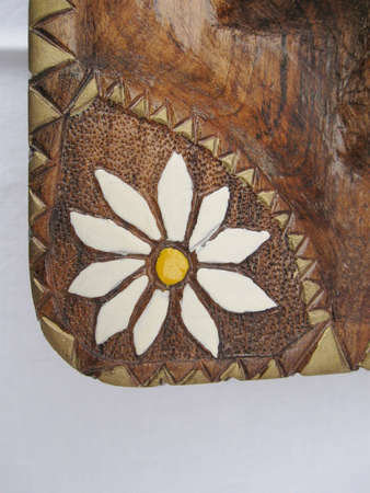 Decorative wooden bowl,ORNAMENT SCULPTURE IN PAINTED WOOD,detailの写真素材