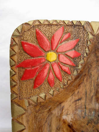 Decorative wooden bowl,ORNAMENT SCULPTURE IN PAINTED WOOD,detailの写真素材