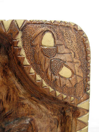 Decorative wooden bowl,ORNAMENT SCULPTURE IN PAINTED WOOD,detailの写真素材