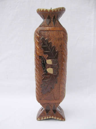 decorative wooden candlestickの写真素材