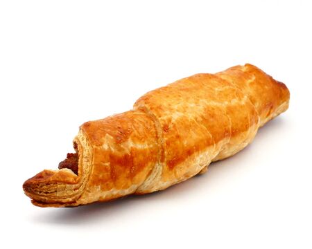 Sweet nut crescent pastries with nut filling isolated on white backgroundの写真素材