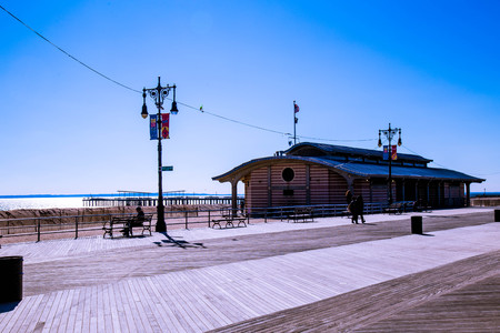 The boardwalk at Coney Island on a winter dayのeditorial素材