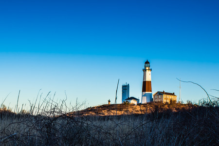 A beautiful shot of the Montauk lighthouse on a sunny spring dayの写真素材