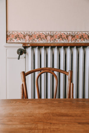 Elegant pastel french dining room closeupの写真素材
