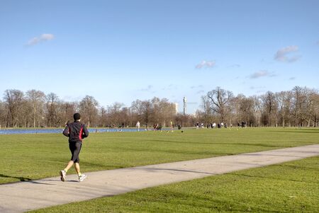 Jogging in a parkの写真素材