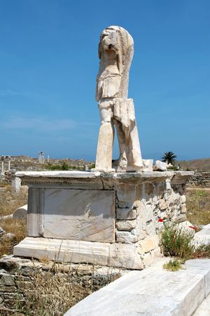 Ancient sculpture on Delos island Greece