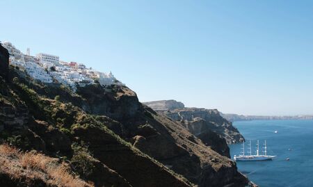 Santorini by the cliffの写真素材