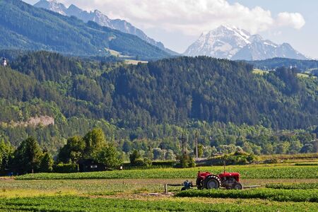 Farm field in Austriaの写真素材