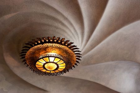 An unique lamp on the ceiling in Casa Batllo Barcelona Spain