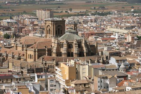 Cathedral of Granada and city overview, Spainの写真素材