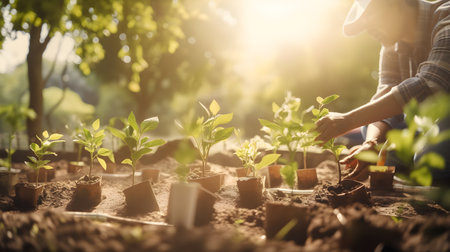Gardening, Planting, Planting, Gardening Concept. Ecology concept.の素材