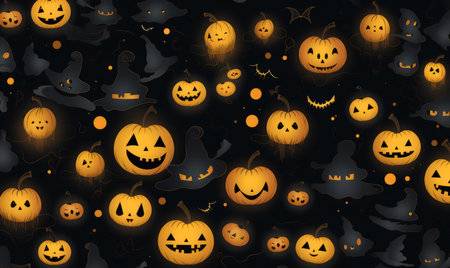 Halloween background with pumpkins and bats. Vector illustration for your designの素材