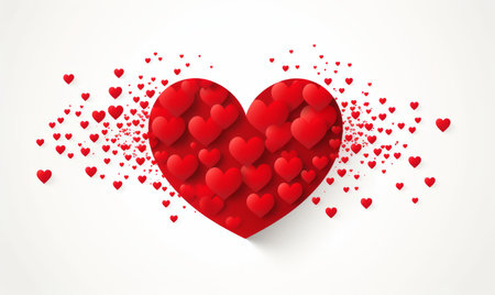 Valentine's day background with red hearts. Vector illustration.の素材
