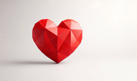 Red heart on a white background. 3d rendering, 3d illustration.の素材