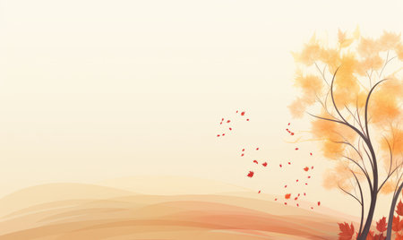 Autumn background with maple tree and falling leaves. Vector illustration.の素材